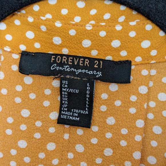 Forever 21 - Mustard yellow polka dot tie front blouse - L - Picture 4 of 5